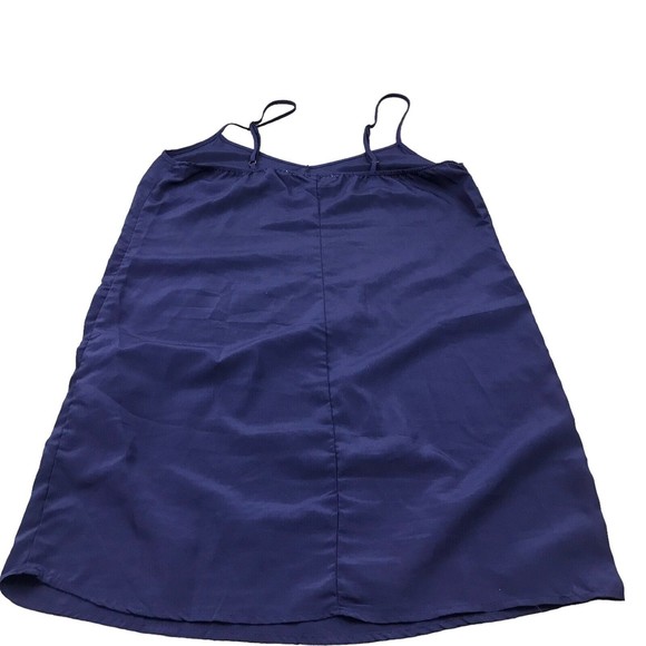 Slip Dress Navy Blue Small Strappy V Neck Adjustable Silky Look Cocktail - Picture 4 of 10